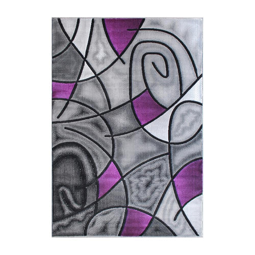 5' x 7' Purple Abstract Area Rug - Olefin Rug - Flash Furniture