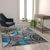 5' x 7' Turquoise Abstract Area Rug - Olefin Rug - Flash Furniture