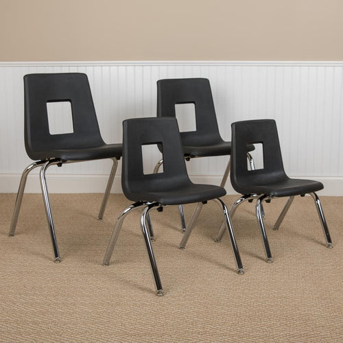Advantage Black Student Stack School Chair - 12-inch - Flash Furniture