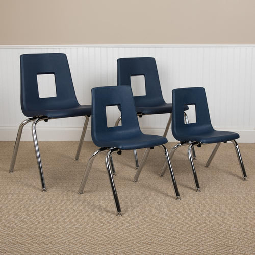 Advantage Navy Student Stack School Chair - 18-inch - Flash Furniture