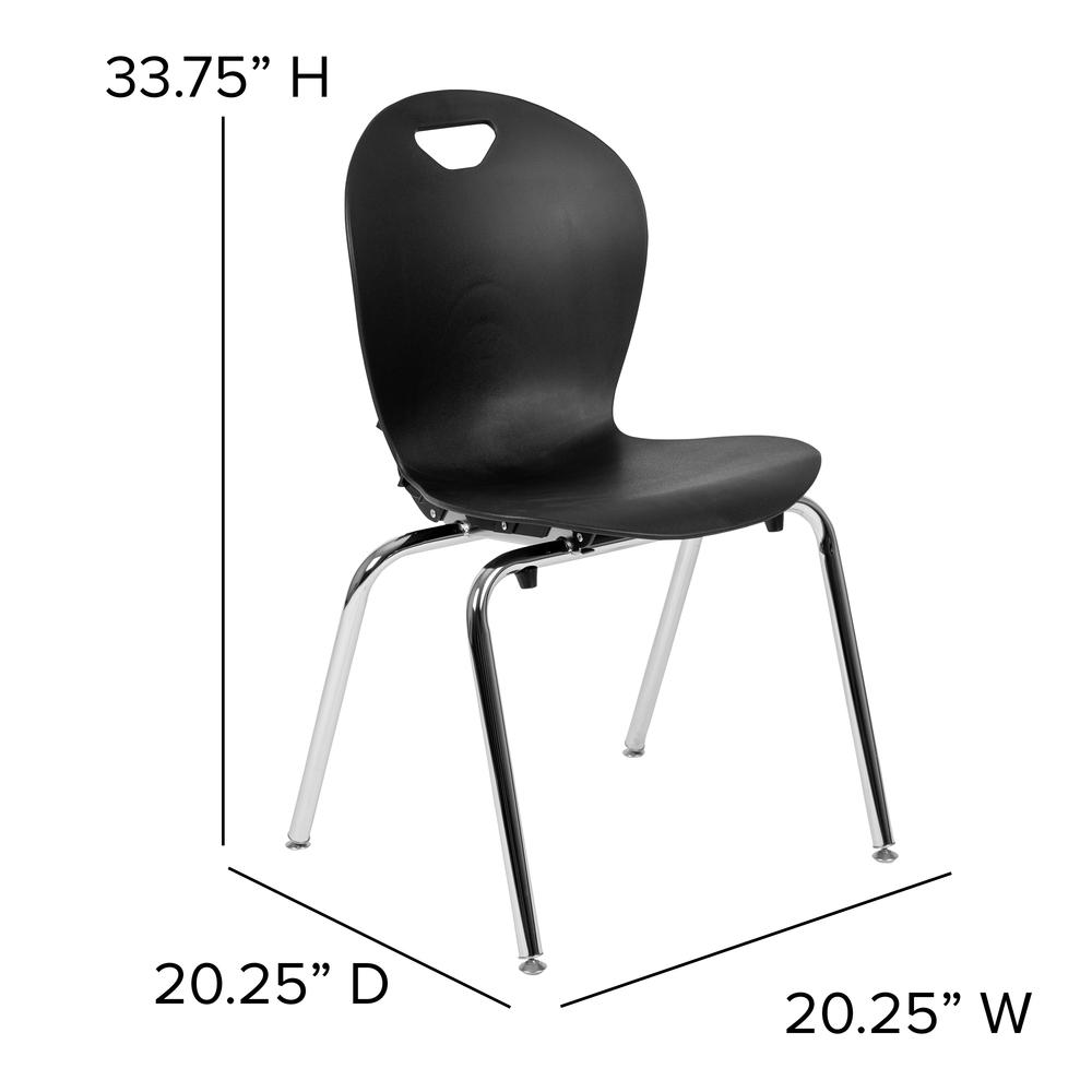 Advantage Titan Black Student Stack School Chair - 18-inch - Flash Furniture