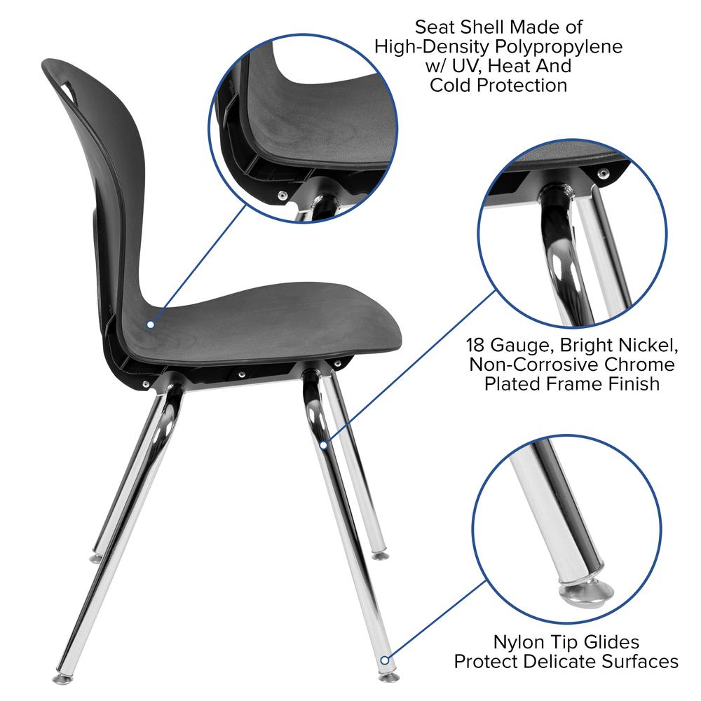 Advantage Titan Black Student Stack School Chair - 18-inch - Flash Furniture
