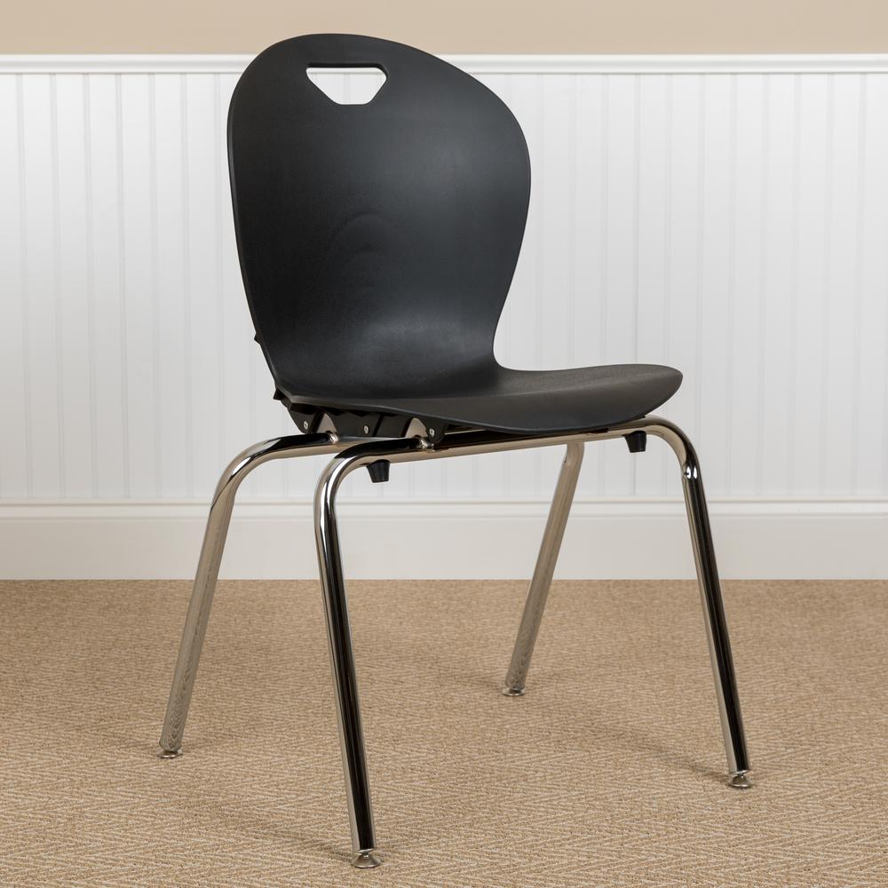 Advantage Titan Black Student Stack School Chair - 18-inch - Flash Furniture