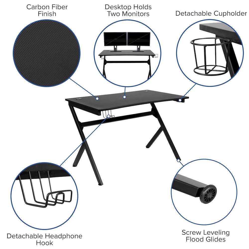 Black Gaming Desk and Green/Black Racing Chair Set - Flash Furniture
