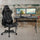 Black Gaming Desk and Gray/Black Reclining Gaming Chair Set - Flash Furniture