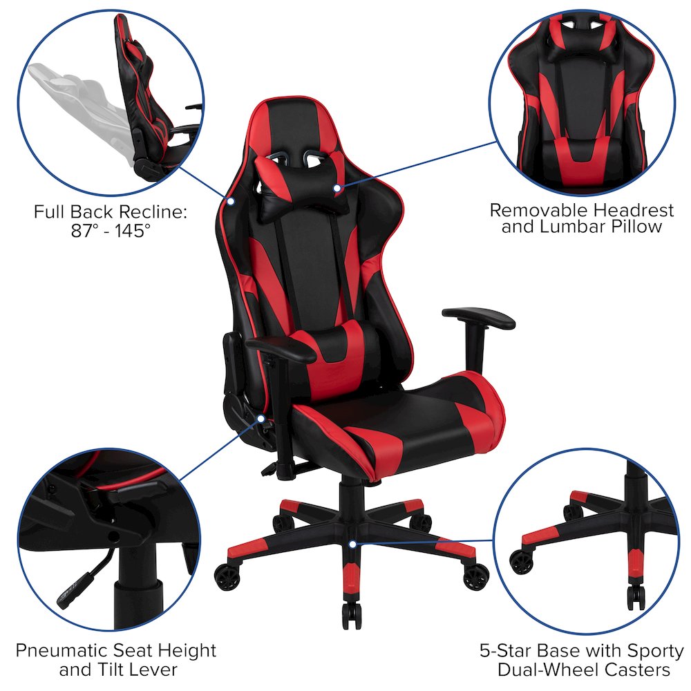 Red Gaming Desk and Red/Black Reclining Gaming Chair Set - Flash Furniture
