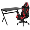 Black Gaming Desk and Red/Black Footrest Reclining Gaming Chair Set - Flash Furniture