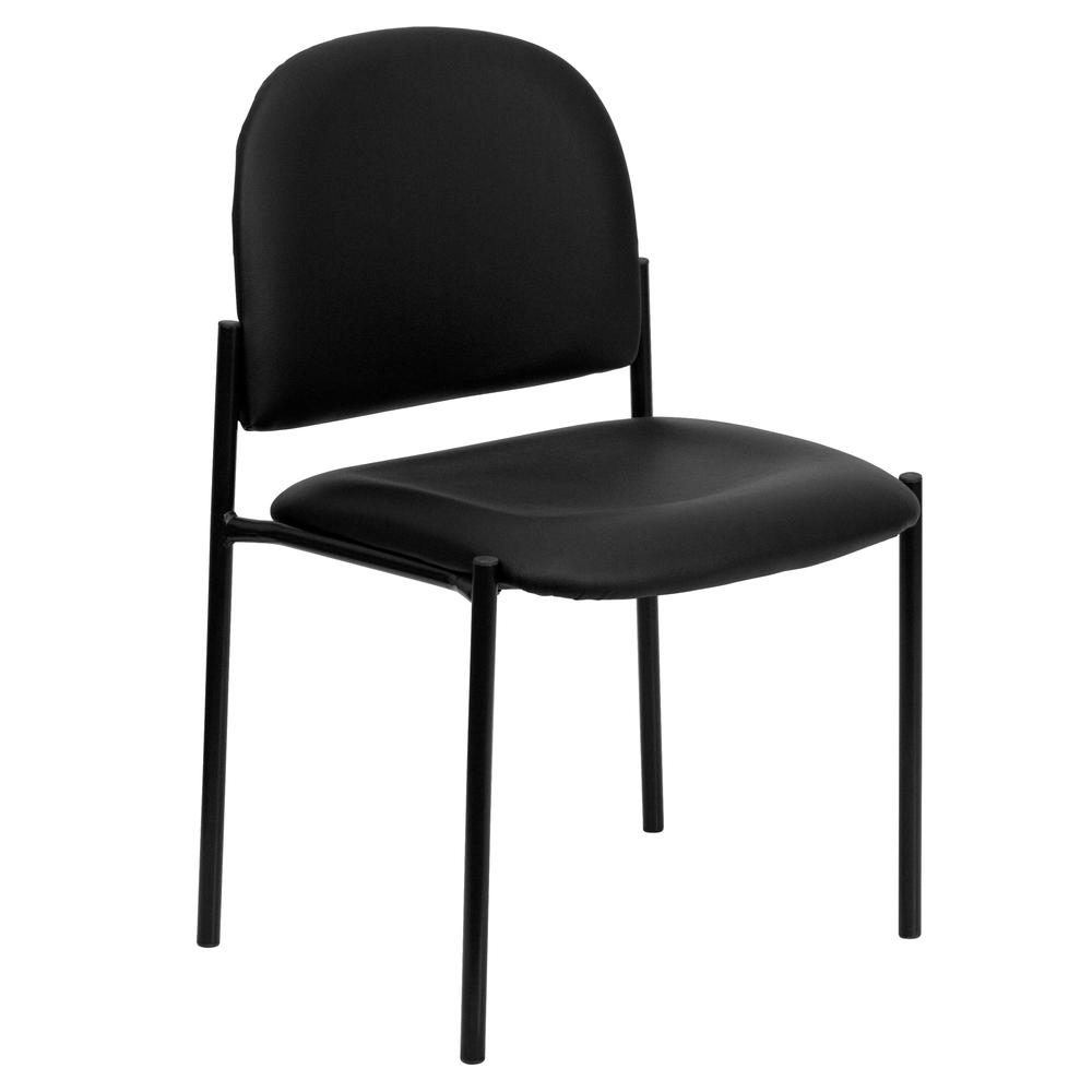 Comfort Black Vinyl Stackable Steel Side Reception Chair - Flash Furniture