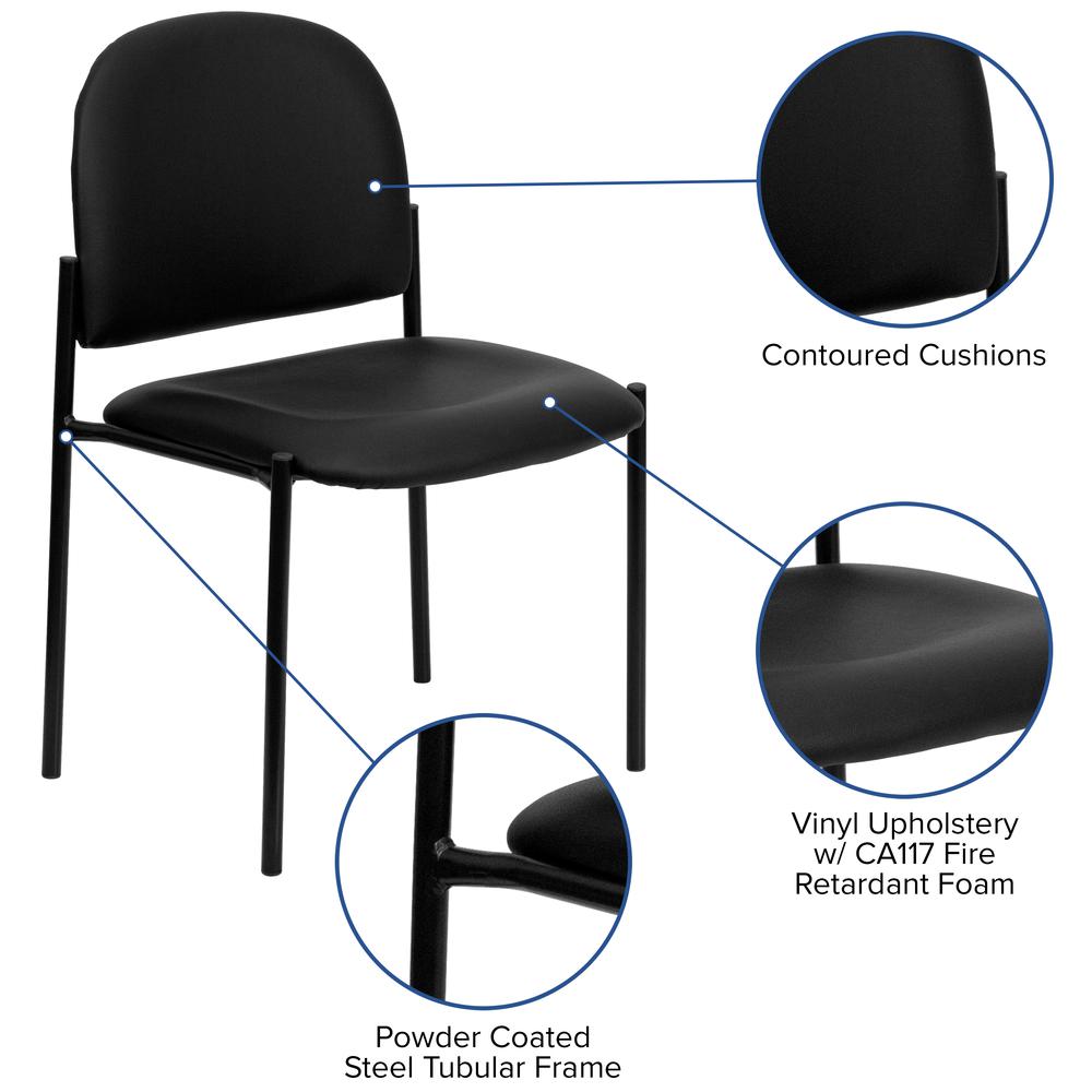 Comfort Black Vinyl Stackable Steel Side Reception Chair - Flash Furniture