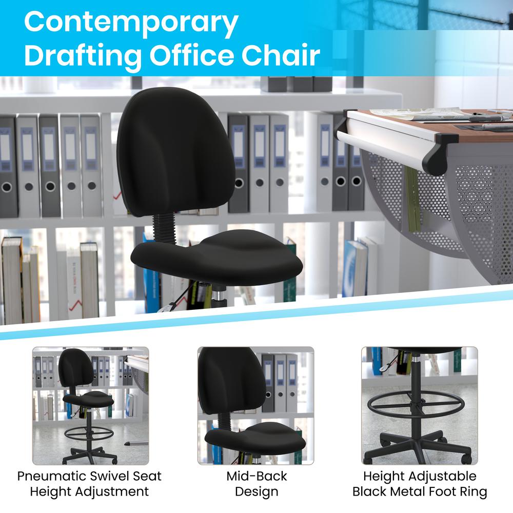 Black Fabric Drafting Chair (Cylinders: 22.5''-27''H or 26''-30.5''H) - Flash Furniture
