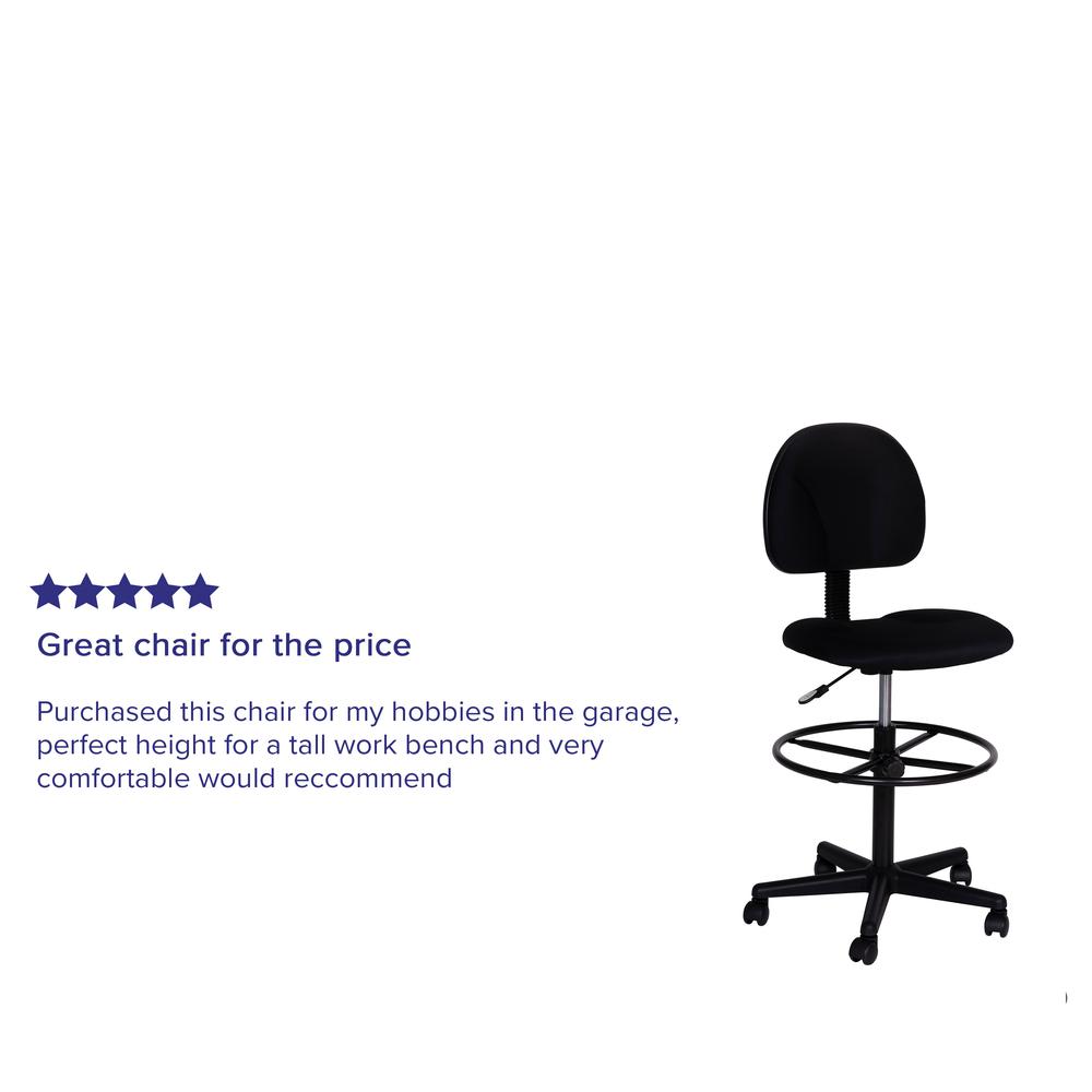 Black Fabric Drafting Chair (Cylinders: 22.5''-27''H or 26''-30.5''H) - Flash Furniture