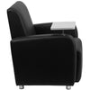 Black LeatherSoft Guest Chair with Tablet Arm, Chrome Legs and Cup Holder - Flash Furniture