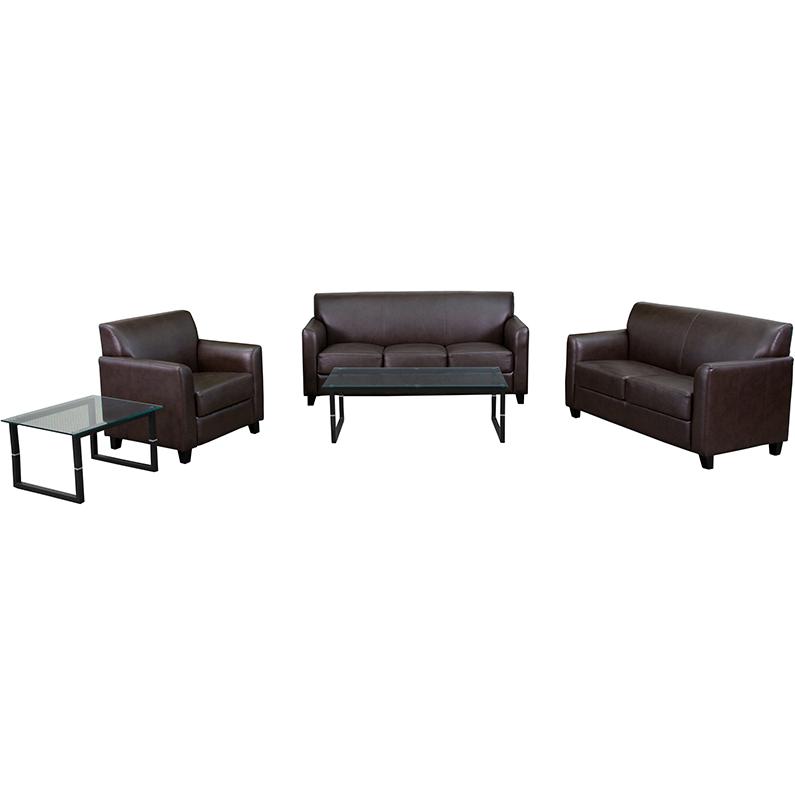 Diplomat Reception Set in Brown LeatherSoft - Flash Furniture