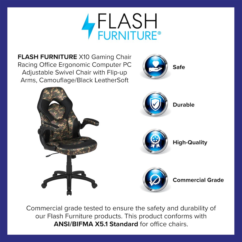 X10 Gaming Chair Racing Office Computer Swivel Chair, Camouflage/Black - Flash Furniture