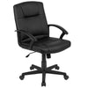 Flash Fundamentals Mid-Back Black LeatherSoft-Padded Task Office Chair with Arms - Flash Furniture