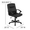 Flash Fundamentals Mid-Back Black LeatherSoft-Padded Task Office Chair with Arms - Flash Furniture