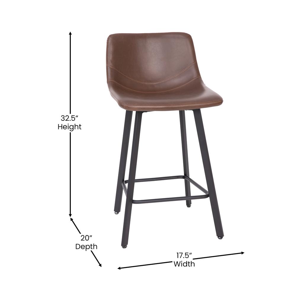 Armless 24 Inch Counter Height Stools w/Footrests in Chocolate Brown, Set of 2 - Flash Furniture