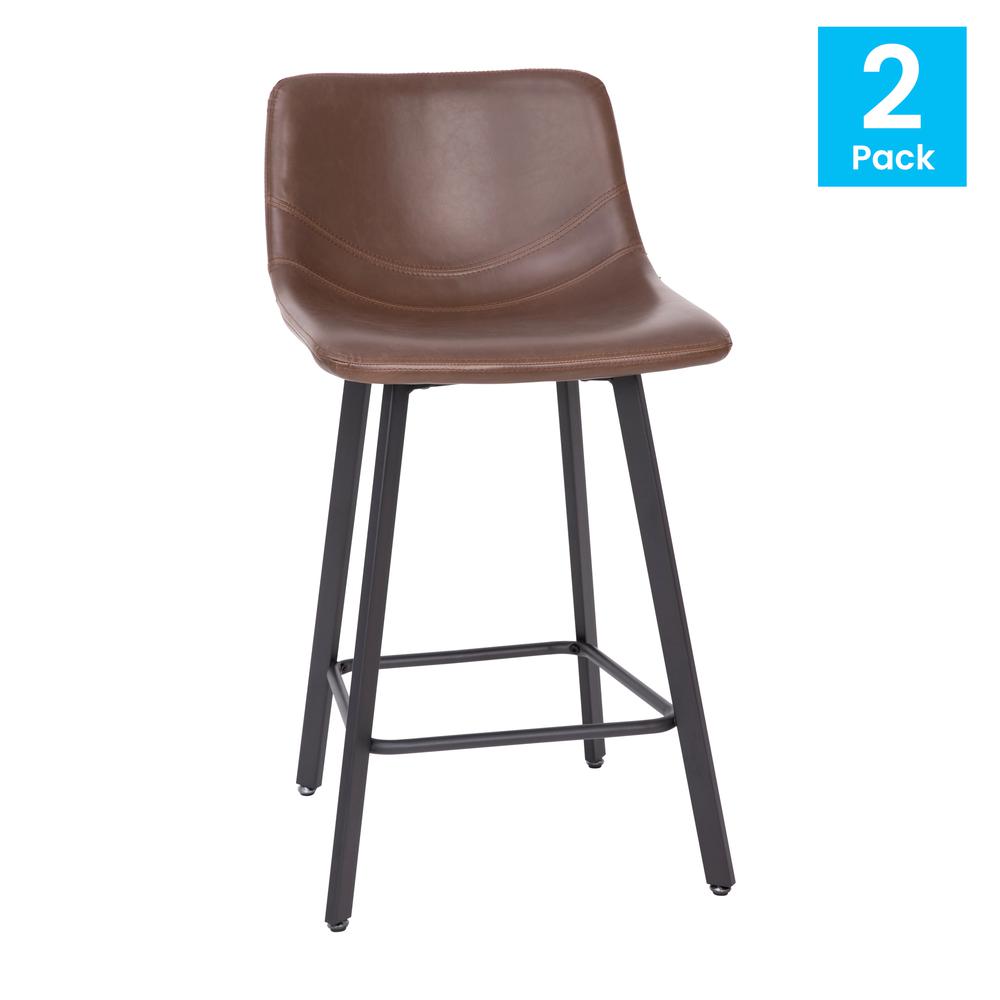 Armless 24 Inch Counter Height Stools w/Footrests in Chocolate Brown, Set of 2 - Flash Furniture