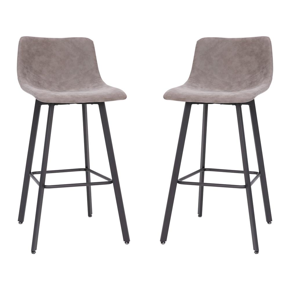 Armless 30 Inch Bar Height Barstools with Footrests in Gray, Set of 2 - Flash Furniture