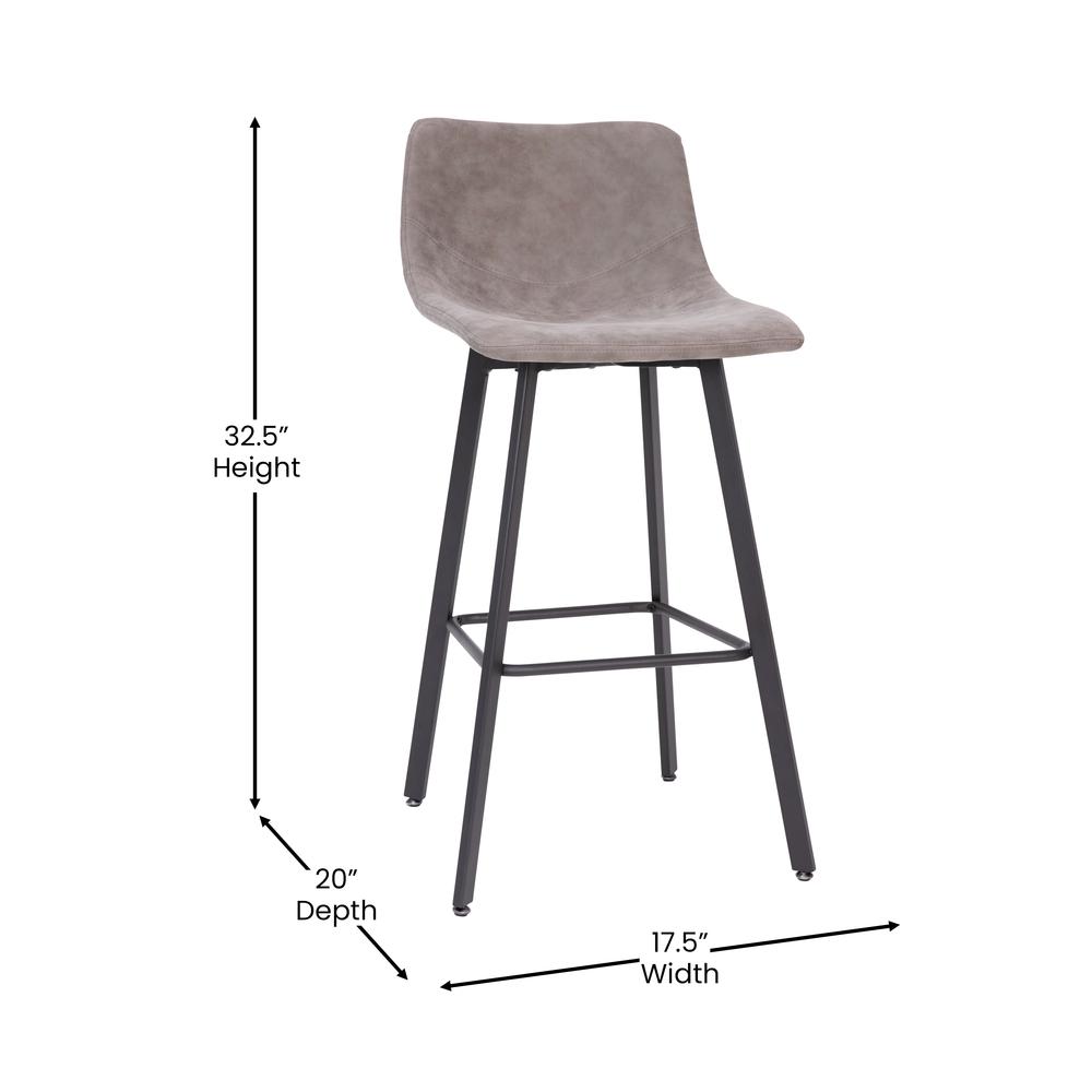 Armless 30 Inch Bar Height Barstools with Footrests in Gray, Set of 2 - Flash Furniture