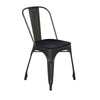 Black Metal Indoor-Outdoor Stackable Chair with Black Poly Resin Wood Seat - Flash Furniture