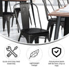 Black Metal Indoor-Outdoor Stackable Chair with Black Poly Resin Wood Seat - Flash Furniture