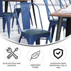 Blue Metal Indoor-Outdoor Stackable Chair with Teal-Blue Poly Resin Wood Seat - Flash Furniture