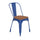 Blue Metal Indoor-Outdoor Stackable Chair with Teak Poly Resin Wood Seat - Flash Furniture
