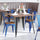 Blue Metal Indoor-Outdoor Stackable Chair with Teak Poly Resin Wood Seat - Flash Furniture