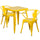 23.75'' Square Yellow Metal Indoor-Outdoor Table Set with 2 Arm Chairs - Flash Furniture