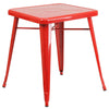 Commercial Grade 23.75'' Square Red Metal Indoor-Outdoor Table - Flash Furniture