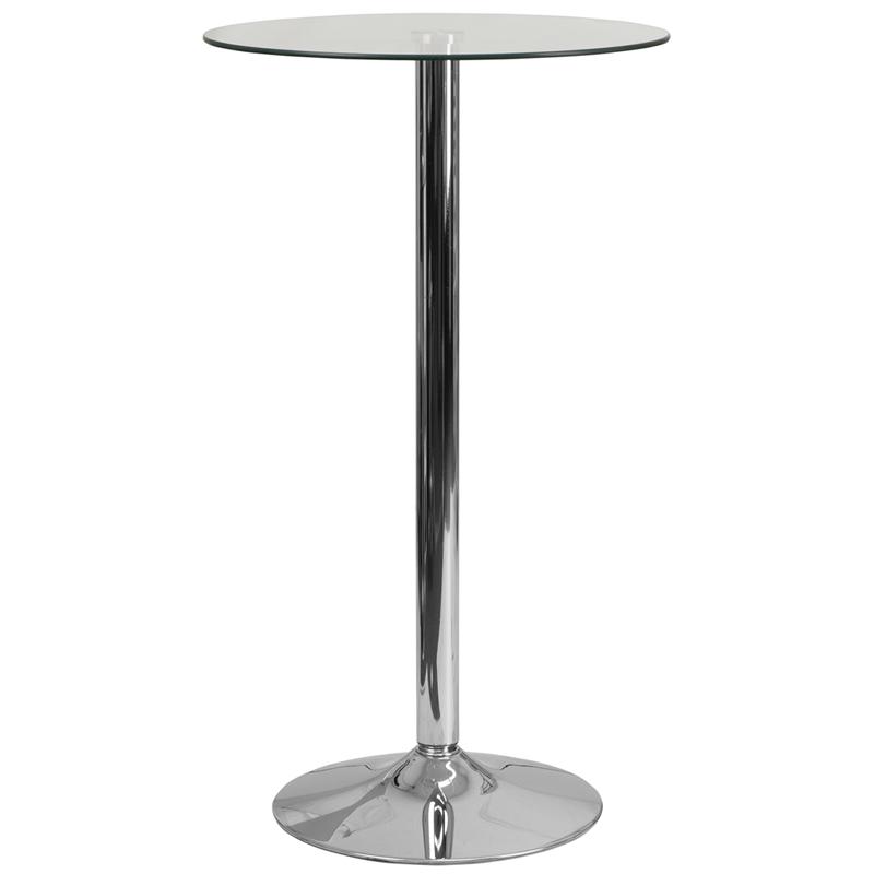 23.75'' Round Glass Table with 41.75''H Chrome Base - Flash Furniture