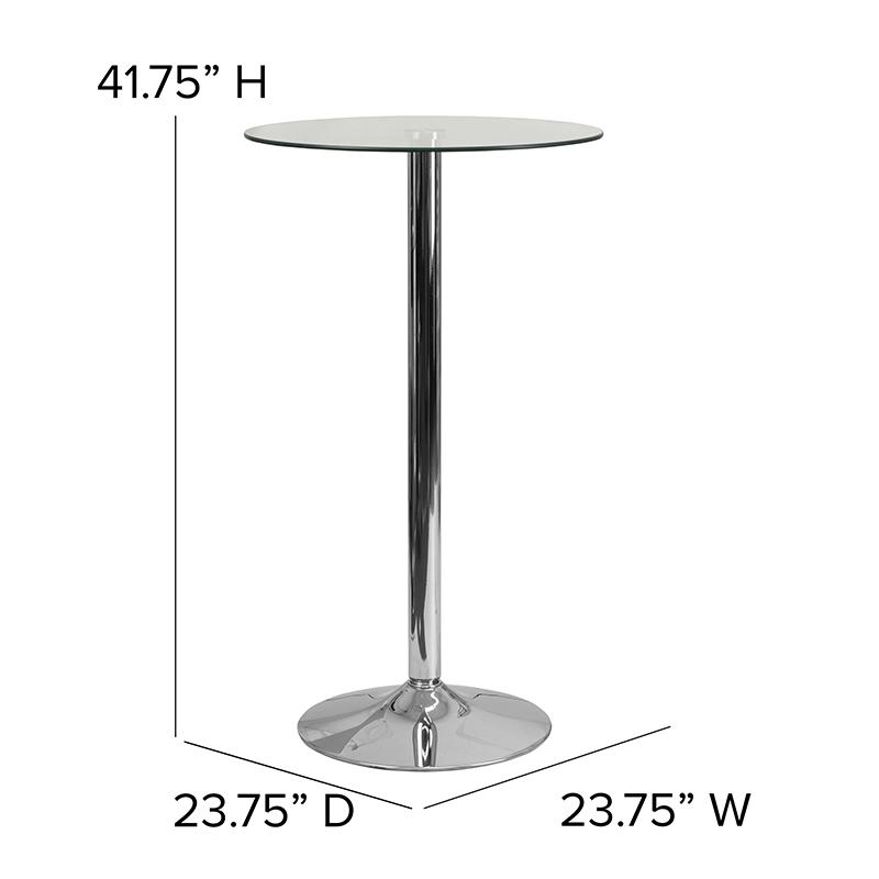 23.75'' Round Glass Table with 41.75''H Chrome Base - Flash Furniture
