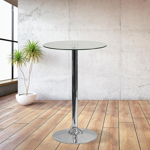 23.75'' Round Glass Table with 41.75''H Chrome Base - Flash Furniture