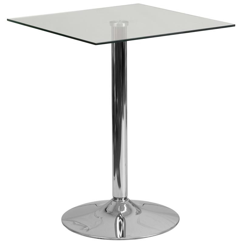 23.75'' Square Glass Table with 30''H Chrome Base - Flash Furniture