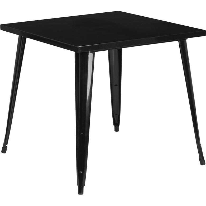 Commercial Grade 31.75'' Square Black Metal Indoor-Outdoor Table - Flash Furniture