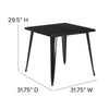 Commercial Grade 31.75'' Square Black Metal Indoor-Outdoor Table - Flash Furniture