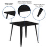 Commercial Grade 31.75'' Square Black Metal Indoor-Outdoor Table - Flash Furniture