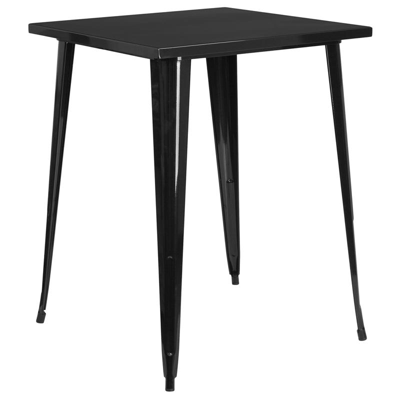 Commercial Grade 31.5'' Square Black Metal Indoor-Outdoor Bar Height Table - Flash Furniture