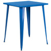 Commercial Grade 31.5'' Square Blue Metal Indoor-Outdoor Bar Height Table - Flash Furniture