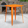 Commercial Grade 31.5'' Square Orange Metal Indoor-Outdoor Bar Height Table - Flash Furniture