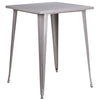 Commercial Grade 31.5'' Square Silver Metal Indoor-Outdoor Bar Height Table - Flash Furniture