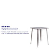 Commercial Grade 31.5'' Square Silver Metal Indoor-Outdoor Bar Height Table - Flash Furniture