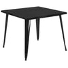 Commercial Grade 35.5'' Square Black Metal Indoor-Outdoor Table - Flash Furniture