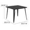 Commercial Grade 35.5'' Square Black Metal Indoor-Outdoor Table - Flash Furniture