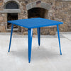 Commercial Grade 35.5'' Square Blue Metal Indoor-Outdoor Table - Flash Furniture