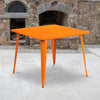 Commercial Grade 35.5'' Square Orange Metal Indoor-Outdoor Table - Flash Furniture