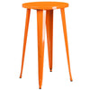 24'' Round Orange Metal Indoor-Outdoor Bar Table Set with 2 Cafe Stools - Flash Furniture