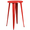 24'' Round Red Metal Indoor-Outdoor Bar Table Set with 2 Cafe Stools - Flash Furniture