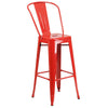 24'' Round Red Metal Indoor-Outdoor Bar Table Set with 2 Cafe Stools - Flash Furniture